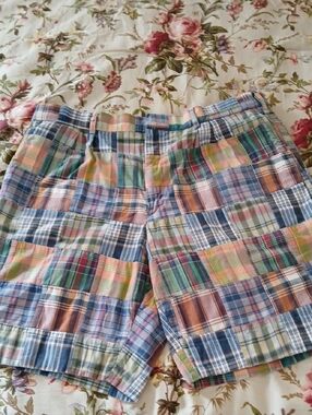 EUC Men's Multicolor Patchwork Madras Cotton Shorts - 40